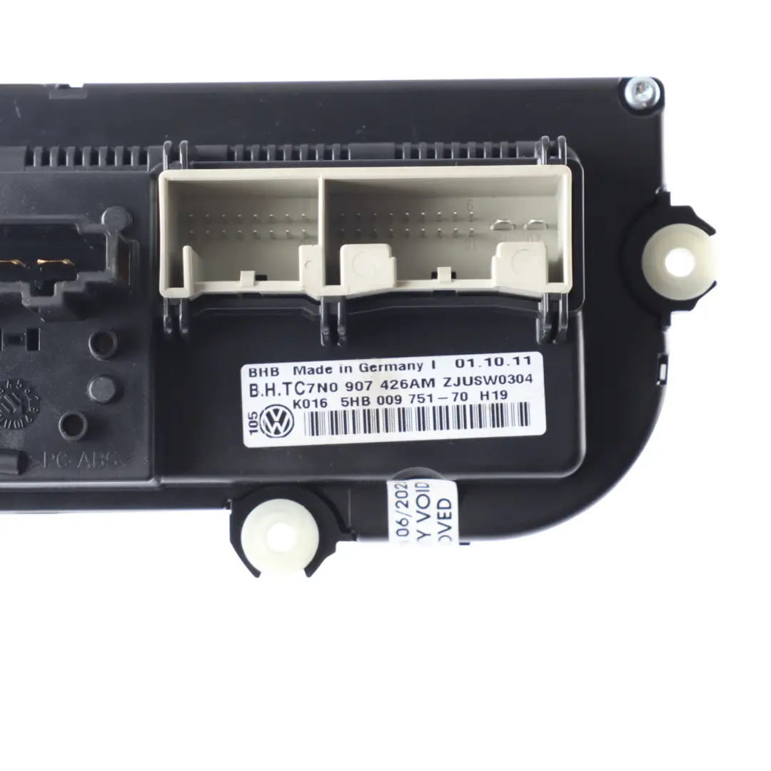 MK6 VI Pannello Controllo Climatizzatore A/C per Volkswagen Golf con numero di parte 7N0907426AM Volkswagen Golf MK6 VI Pannello Controllo Climatizzatore A/C - SKU 7N0907426AM - Numero di parte 7N0907426AM