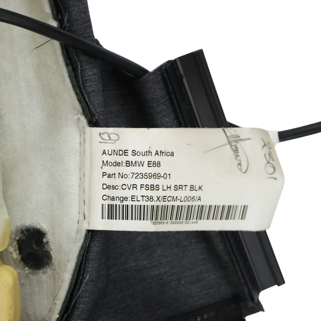 Protège Dossier De Siège Chauffant En Cuir Noir Avant Gauche pour BMW E88 à propos du numéro de pièce 8053969 BMW E88 Protège Dossier De Siège Chauffant En Cuir Noir Avant Gauche - SKU 8053969 - Numéro de pièce 8053969