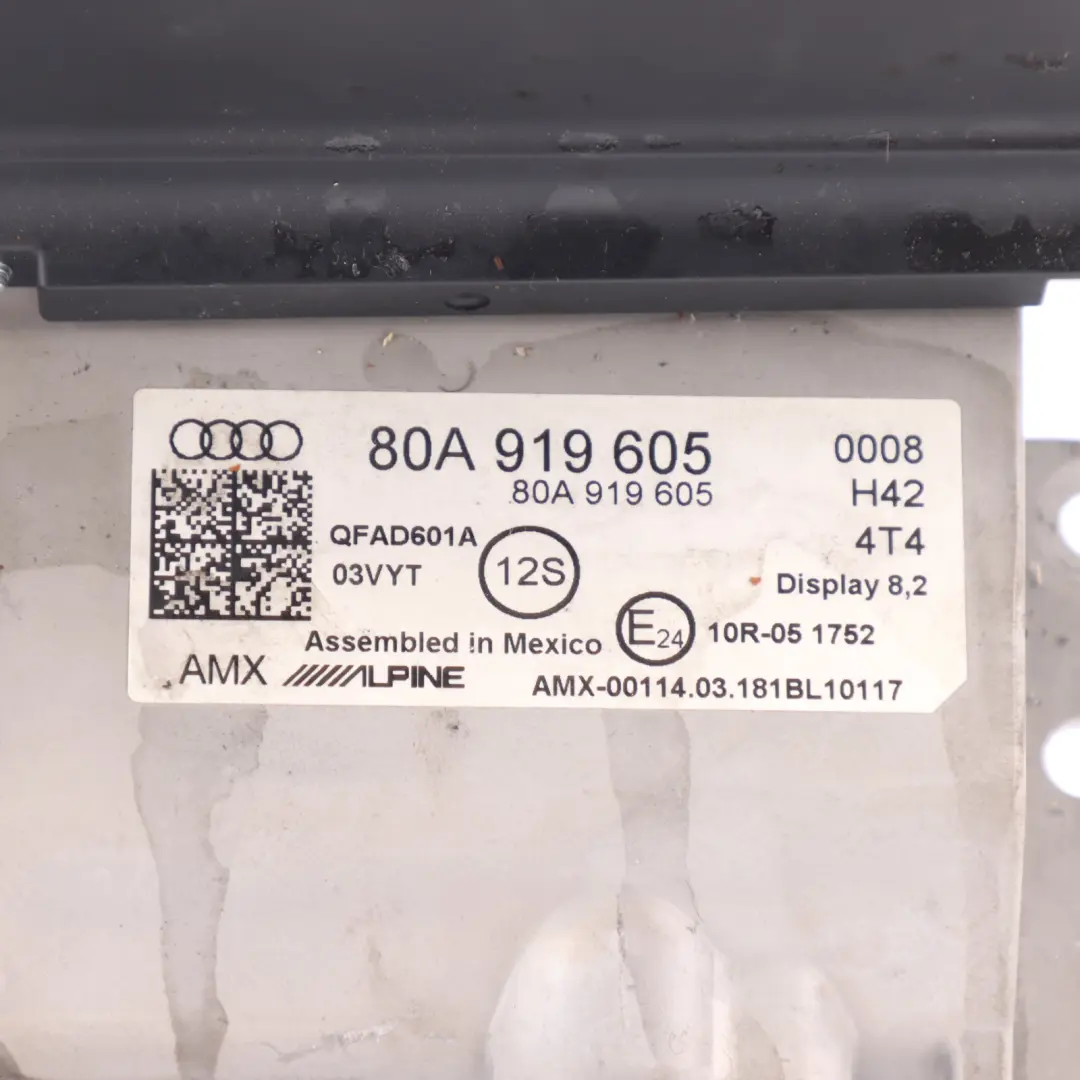 Audi Q5 FY Display Screen Radio Multimedia Navigation Sat Unit - SKU 80A919605-1 - Part number 80A919605