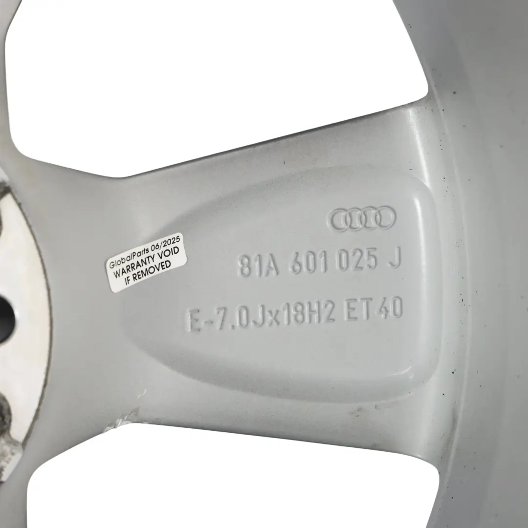 Cerchio In Lega 18" ET:40 7J Argento Audi Q2 GA - SKU 81A601025J-1 - Numero di parte 81A601025J