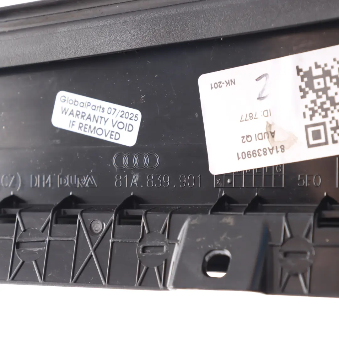 B-Pillar Exterior Column Trim Panel Cover Left N/S Black to Audi Q2 GA with Part number 81A839901 Audi Q2 GA B-Pillar Exterior Column Trim Panel Cover Left N/S Black - SKU 81A839901 - Part number 81A839901