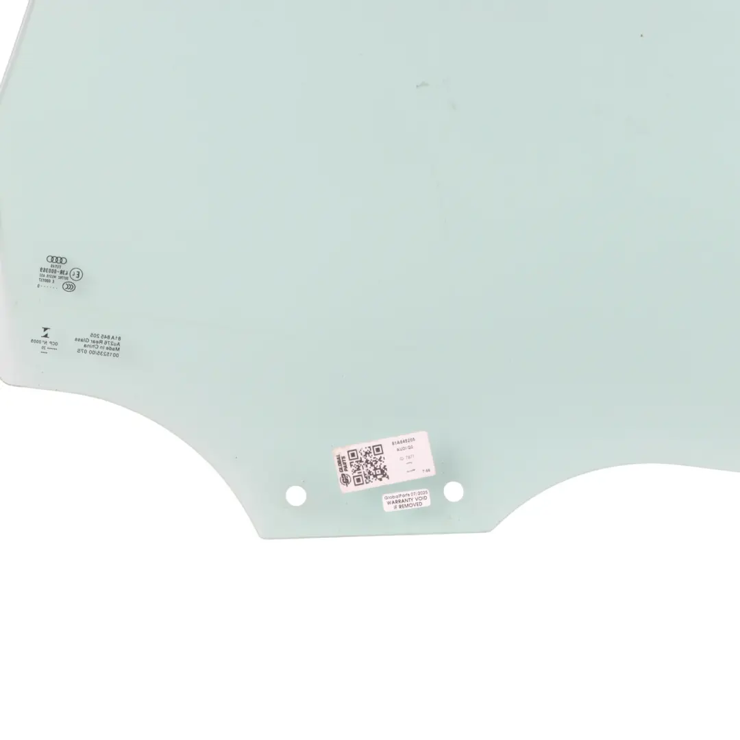 Audi Q2 GA Side Glass Window Rear Door Left N/S AS2 Green - SKU 81A845205 - Part number 81A845205