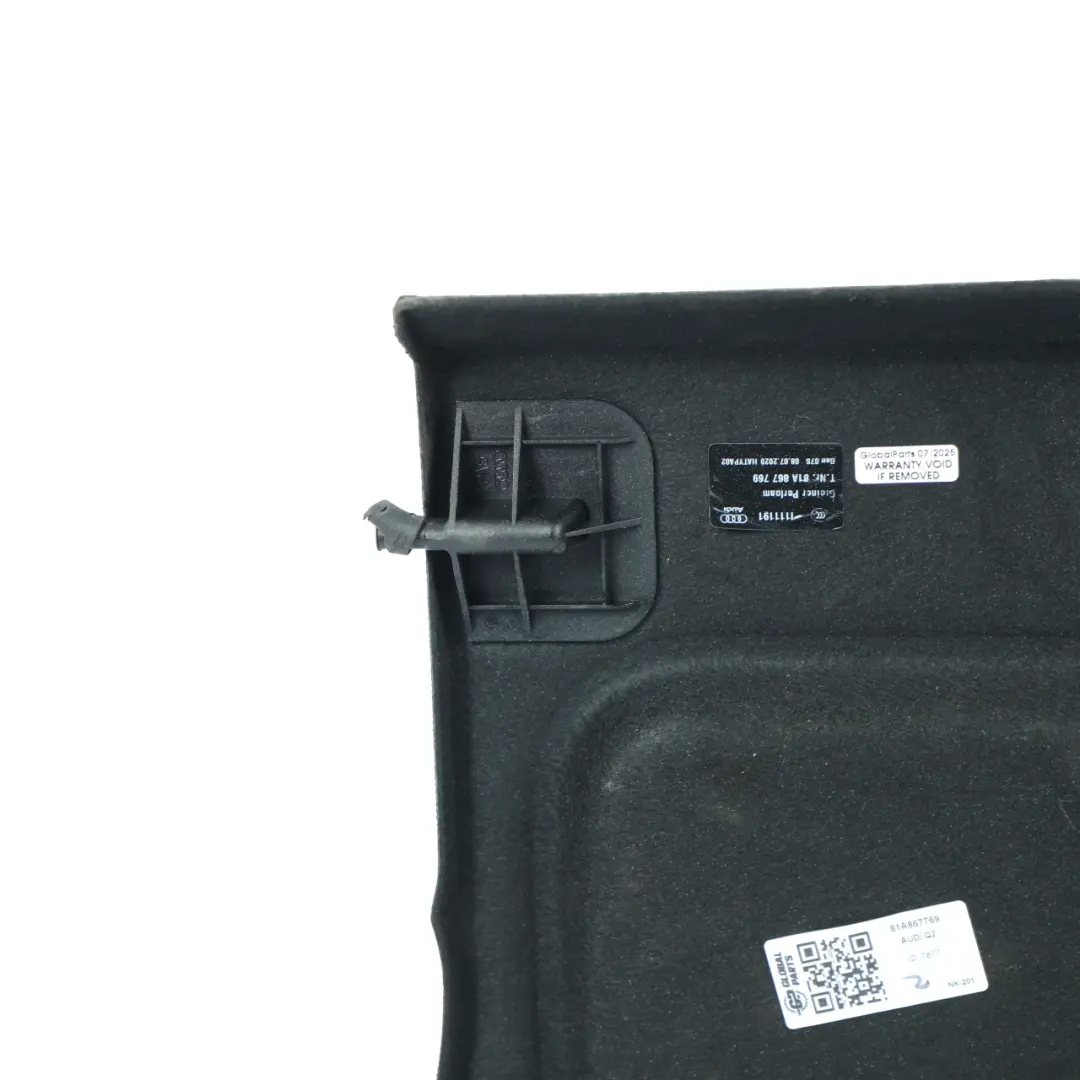 Parcel Shelf Trim Boot Trunk Cover Panel Black to Audi Q2 GA with Part number 81A867769 Audi Q2 GA Parcel Shelf Trim Boot Trunk Cover Panel Black - SKU 81A867769 - Part number 81A867769
