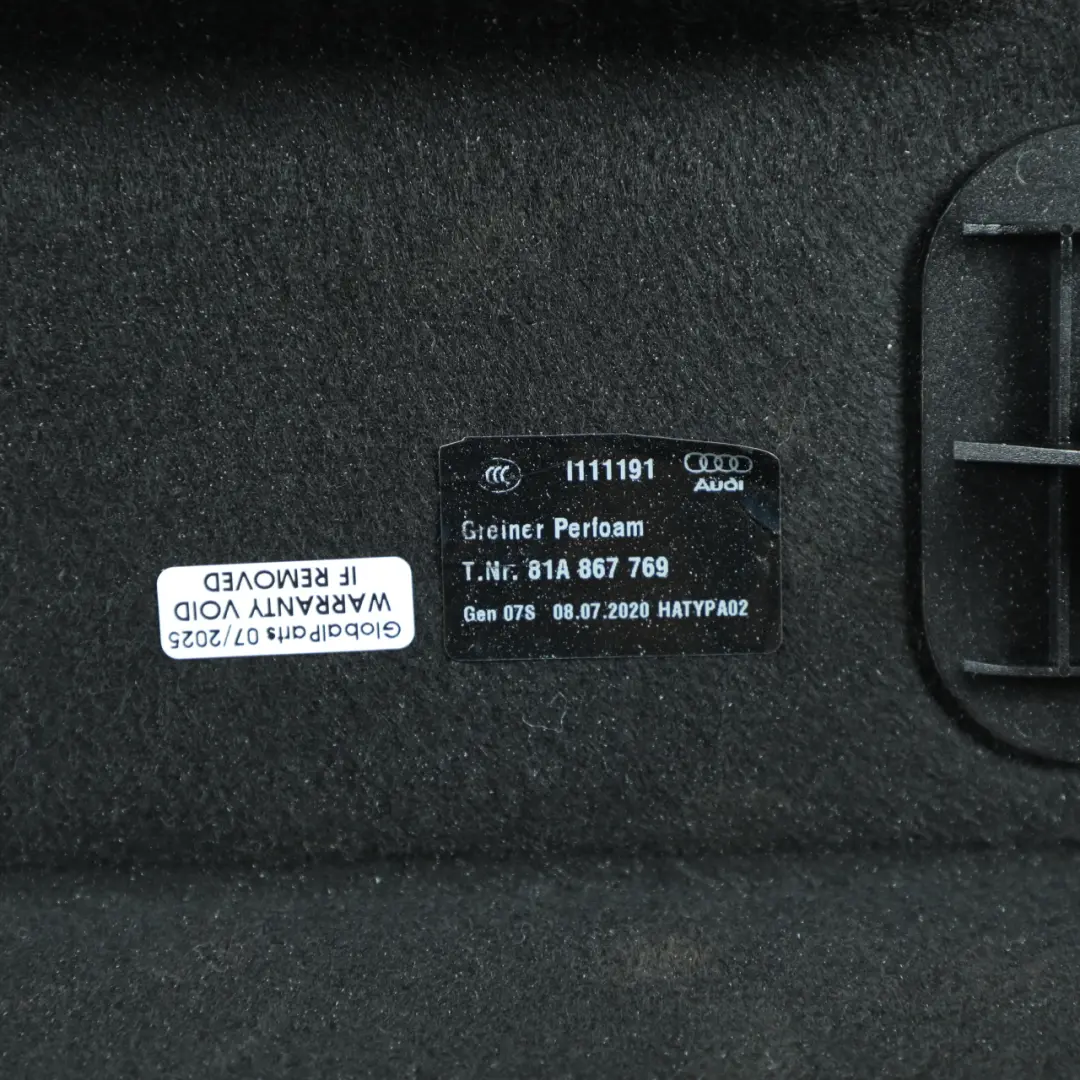 Audi Q2 GA Parcel Shelf Trim Boot Trunk Cover Panel Black - SKU 81A867769 - Part number 81A867769