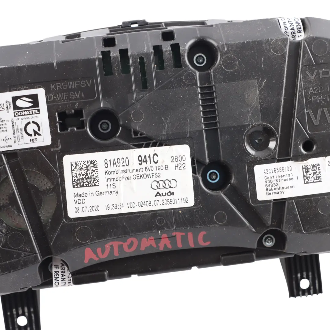 Instrument Cluster Speedo Clocks Meter Automatic to Audi Q2 GA Diesel with Part number 81A920941C Audi Q2 GA Diesel Instrument Cluster Speedo Clocks Meter Automatic - SKU RHD-81A920941C - Part number 81A920941C