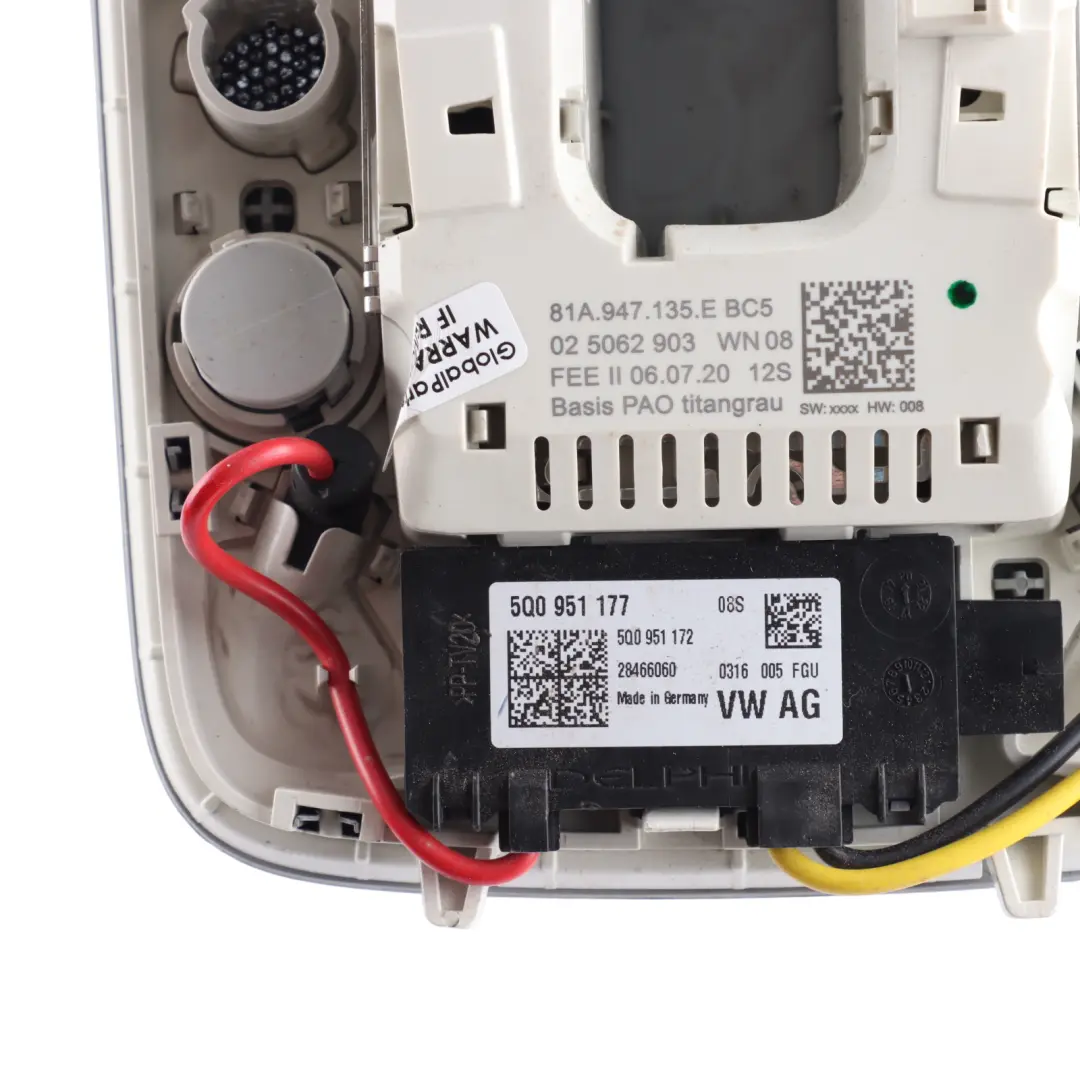 Audi Q2 GA Pannello Luce Tetto Interno Anteriore Interruttore 81A947135CH - SKU 81A947135E - Numero di parte 81A947135E