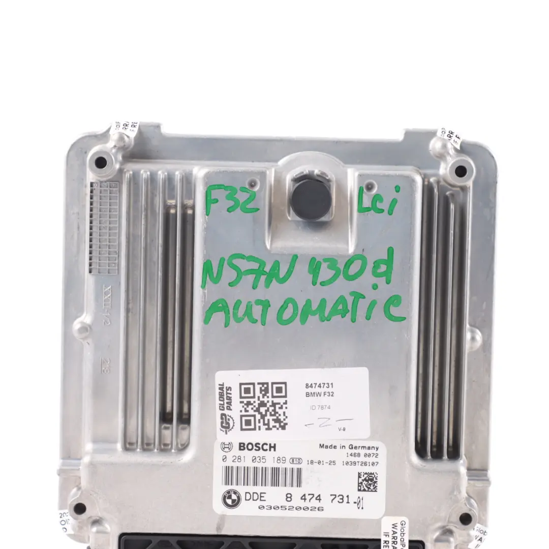 BMW F30 F31 F32 F33 430d Diesel N57N 258HP Engine ECU DDE Automatic - SKU 8474731 - Part number 8586540