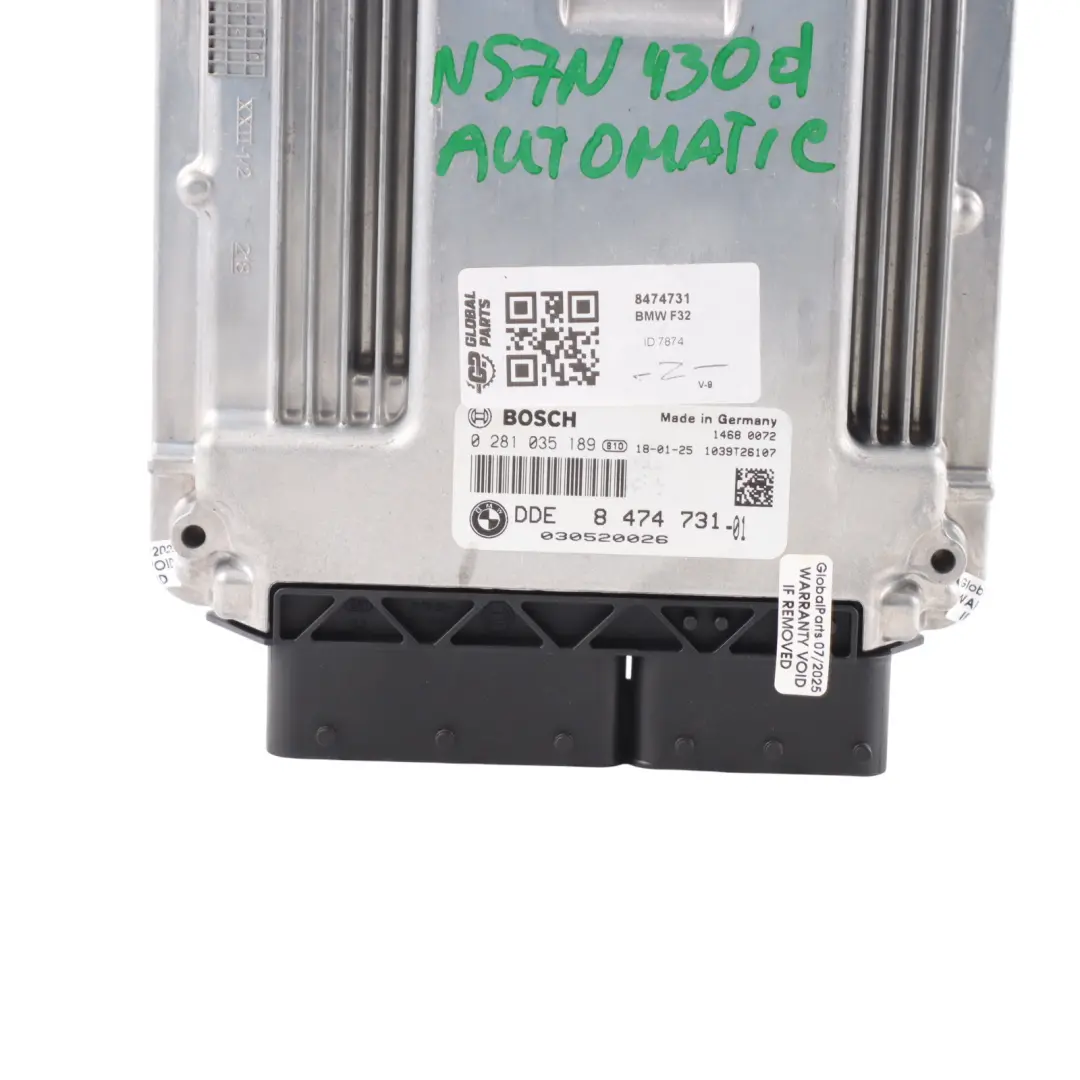 BMW F30 F31 F32 F33 430d Diesel N57N 258HP Engine ECU DDE Automatic - SKU 8474731 - Part number 8586540
