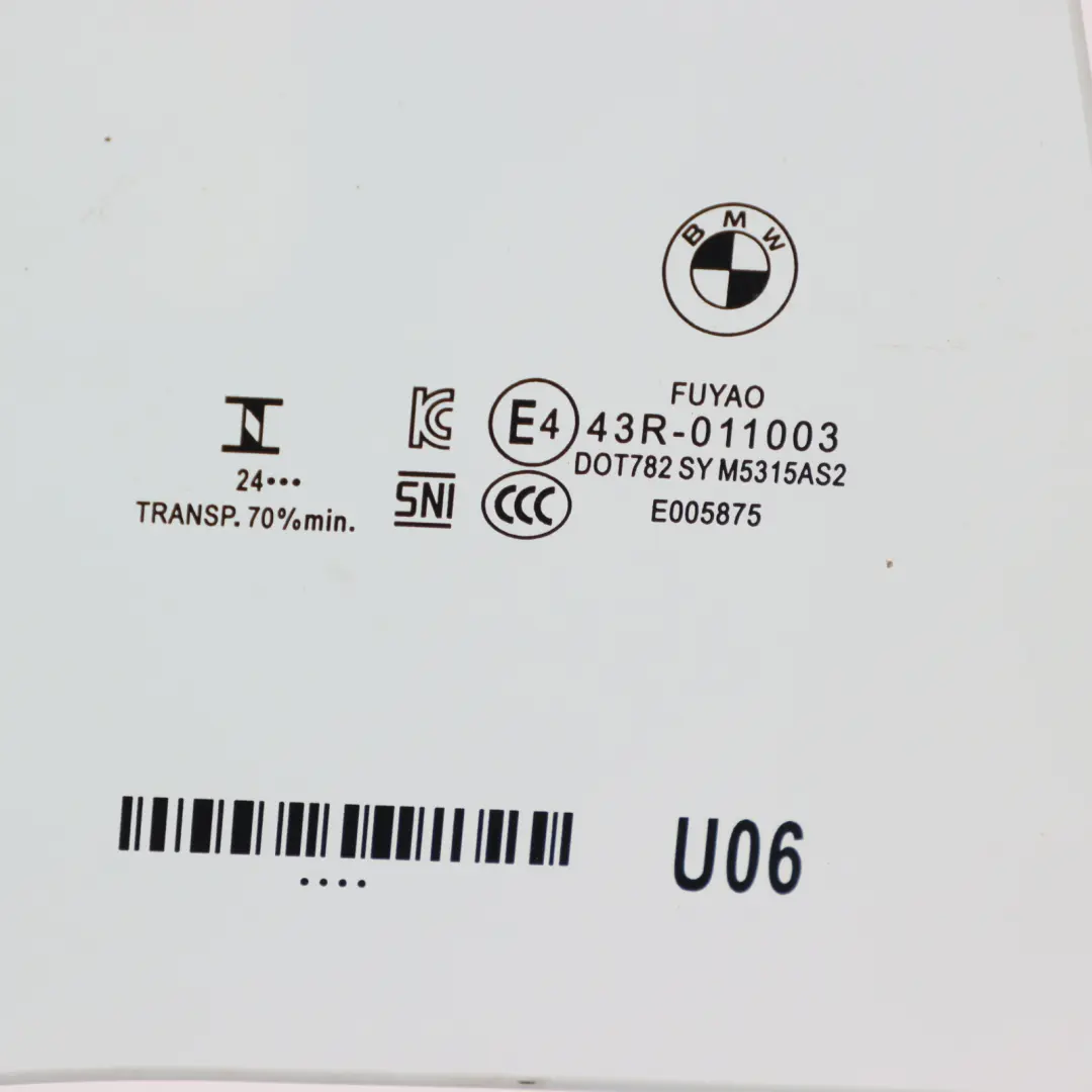 Door Side Window Glass AS2 Glazing Right O/S to BMW U06 Rear with Part number 8498578 BMW U06 Rear Door Side Window Glass AS2 Glazing Right O/S - SKU 8498578 - Part number 8498578