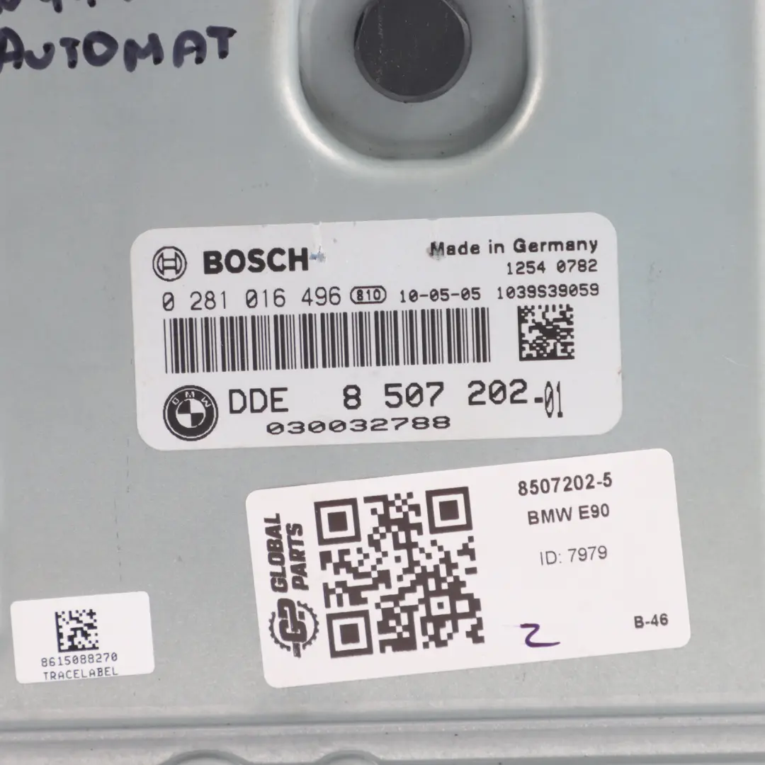 N47N 143HP Engine Control ECU DDE Automatic to BMW E90 E91 LCI 318d with Part number 8507202 BMW E90 E91 LCI 318d N47N 143HP Engine Control ECU DDE Automatic - SKU 8507202-5 - Part number 8507202