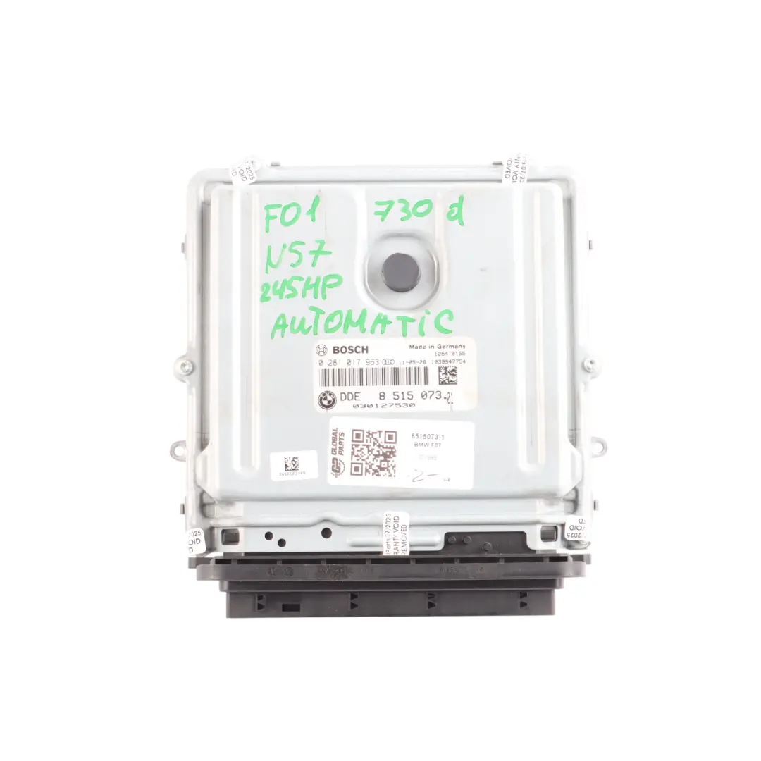 N57 245HP Engine ECU DDE Kit Automatic to BMW F01 F02 F07 GT 530d 730d with Part number 8515073 BMW F01 F02 F07 GT 530d 730d N57 245HP Engine ECU DDE Kit Automatic - SKU 8515073-1 - Part number 8515073