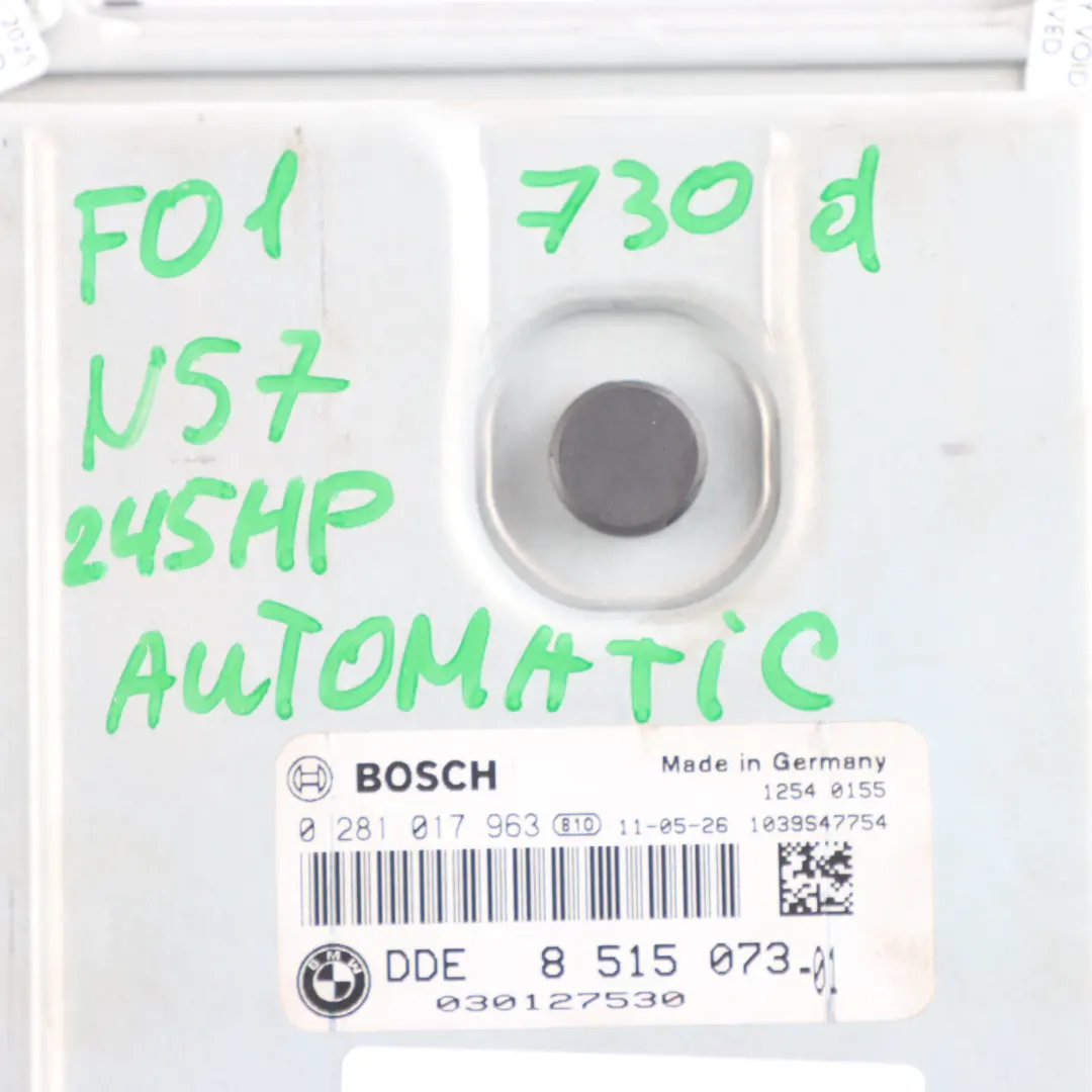 N57 245HP Engine ECU DDE Kit Automatic to BMW F01 F02 F07 GT 530d 730d with Part number 8515073 BMW F01 F02 F07 GT 530d 730d N57 245HP Engine ECU DDE Kit Automatic - SKU 8515073-1 - Part number 8515073
