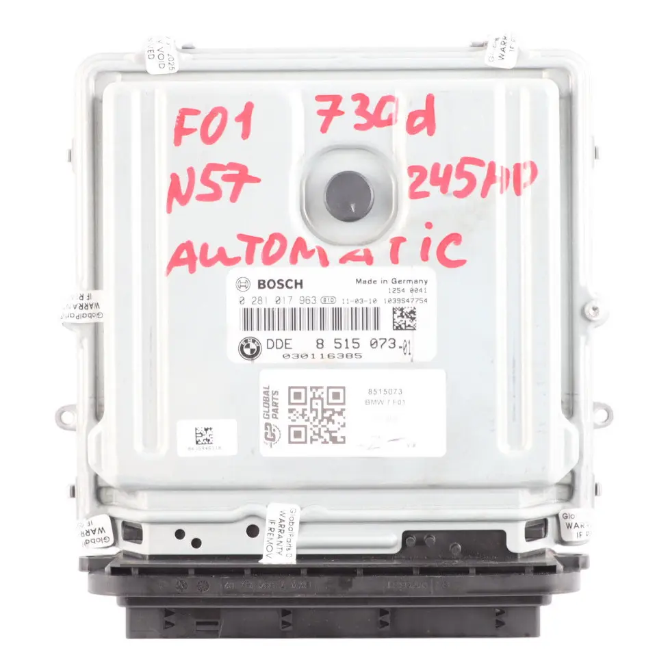 N57 245HP Engine Control ECU DDE Automatic to BMW F01 F02 F07 GT 530d 730d with Part number 8515073 BMW F01 F02 F07 GT 530d 730d N57 245HP Engine Control ECU DDE Automatic - SKU 8515073 - Part number 8515073
