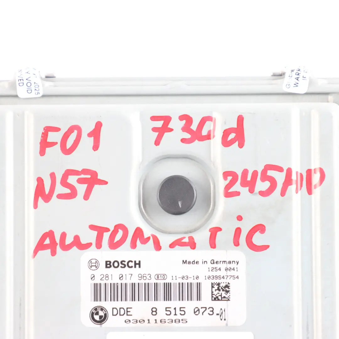 N57 245HP Engine Control ECU DDE Automatic to BMW F01 F02 F07 GT 530d 730d with Part number 8515073 BMW F01 F02 F07 GT 530d 730d N57 245HP Engine Control ECU DDE Automatic - SKU 8515073 - Part number 8515073