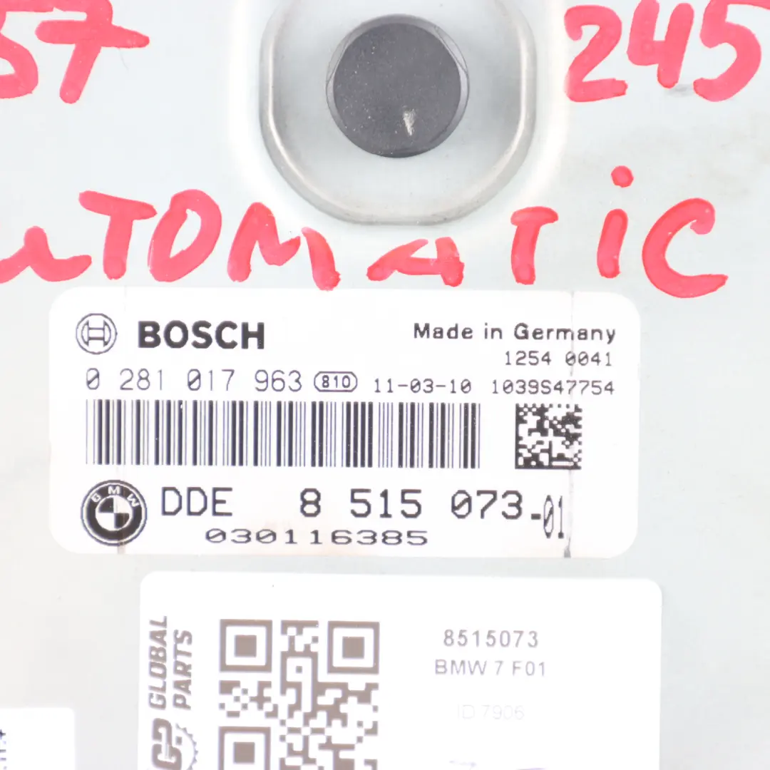 BMW F01 F02 F07 GT 530d 730d N57 245HP Engine Control ECU DDE Automatic - SKU 8515073 - Part number 8515073