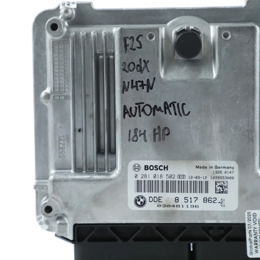 20dX Diesel N47N 184HP Engine Module ECU Kit DDE CAS4 + 2 Key to BMW X3 F25 with Part number 8517862 BMW X3 F25 20dX Diesel N47N 184HP Engine Module ECU Kit DDE CAS4 + 2 Key - SKU 8517862-10 - Part number 8517862