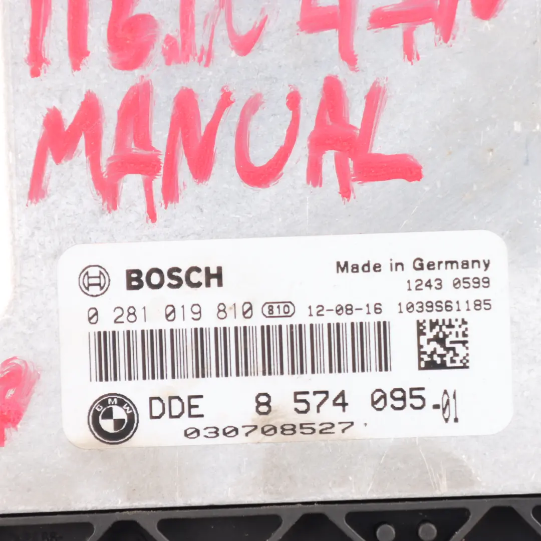 116HP N47 Diesel Engine Control ECU Manual to BMW F20 F21 F30 F31 116d 316d with Part number 8574095 BMW F20 F21 F30 F31 116d 316d 116HP N47 Diesel Engine Control ECU Manual - SKU 8574095-7 - Part number 8574095