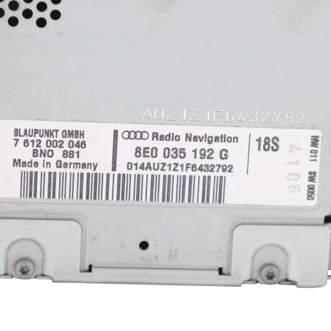 Navigation System Car Sat Nav Computer Head Unit to Audi A4 B7 8E with Part number 8E0035192G Audi A4 B7 8E Navigation System Car Sat Nav Computer Head Unit - SKU 8E0035192G - Part number 8E0035192G