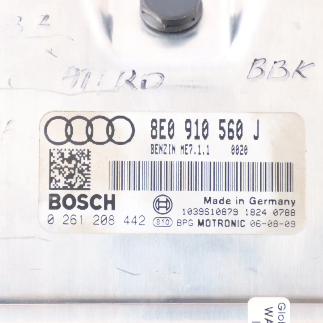 BBK Quattro 344HP Engine Control Module ECU Manual to Audi S4 B6 4.2 V8 with Part number 8E0910560J Audi S4 B6 4.2 V8 BBK Quattro 344HP Engine Control Module ECU Manual - SKU 8E0910560J - Part number 8E0910560J