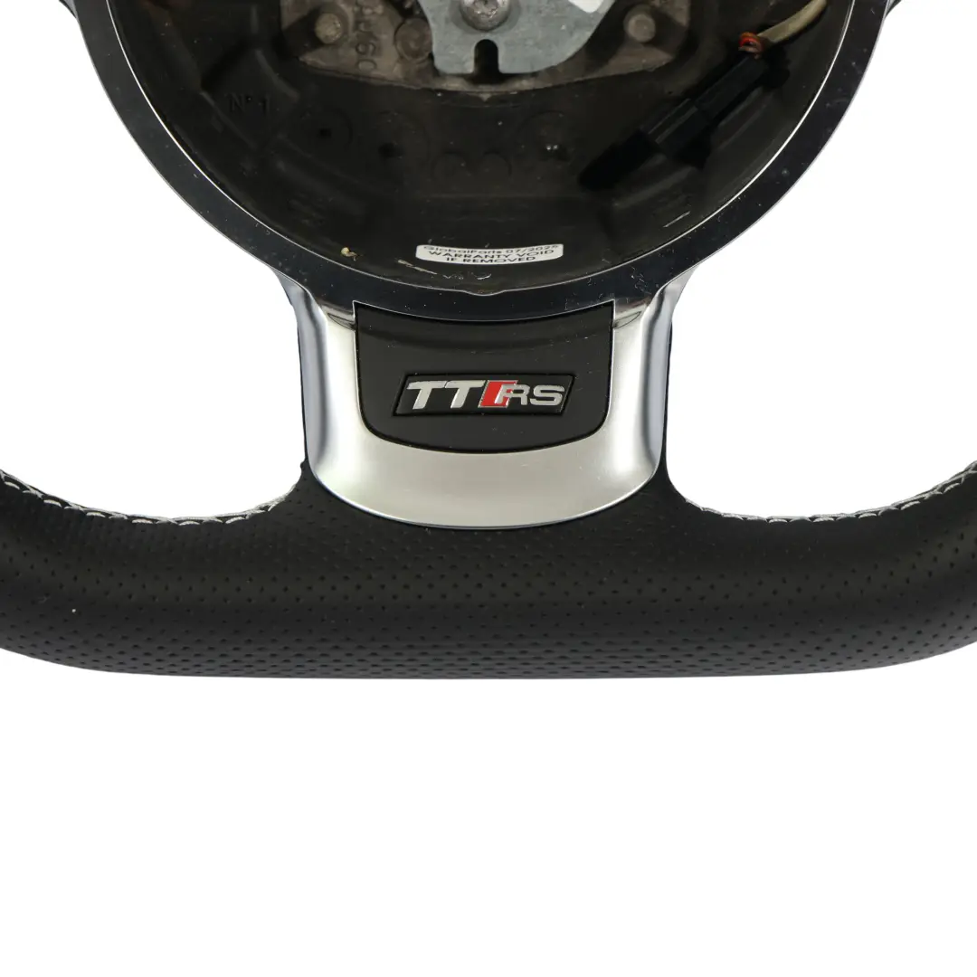Audi TT RS 8J Steering Wheel NEW Black Leather Flat Bottom White Threads - SKU 8J0419091N-1 - Part number 8J0419091N