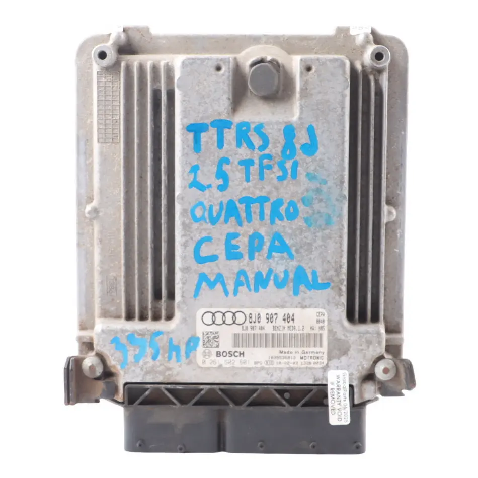 TTRS 8J 2.5 TFSI CEPA Quattro 340HP Engine Control ECU Manual to Audi with Part number 8J0907404 Audi TTRS 8J 2.5 TFSI CEPA Quattro 340HP Engine Control ECU Manual - SKU 8J0907404 - Part number 8J0907404