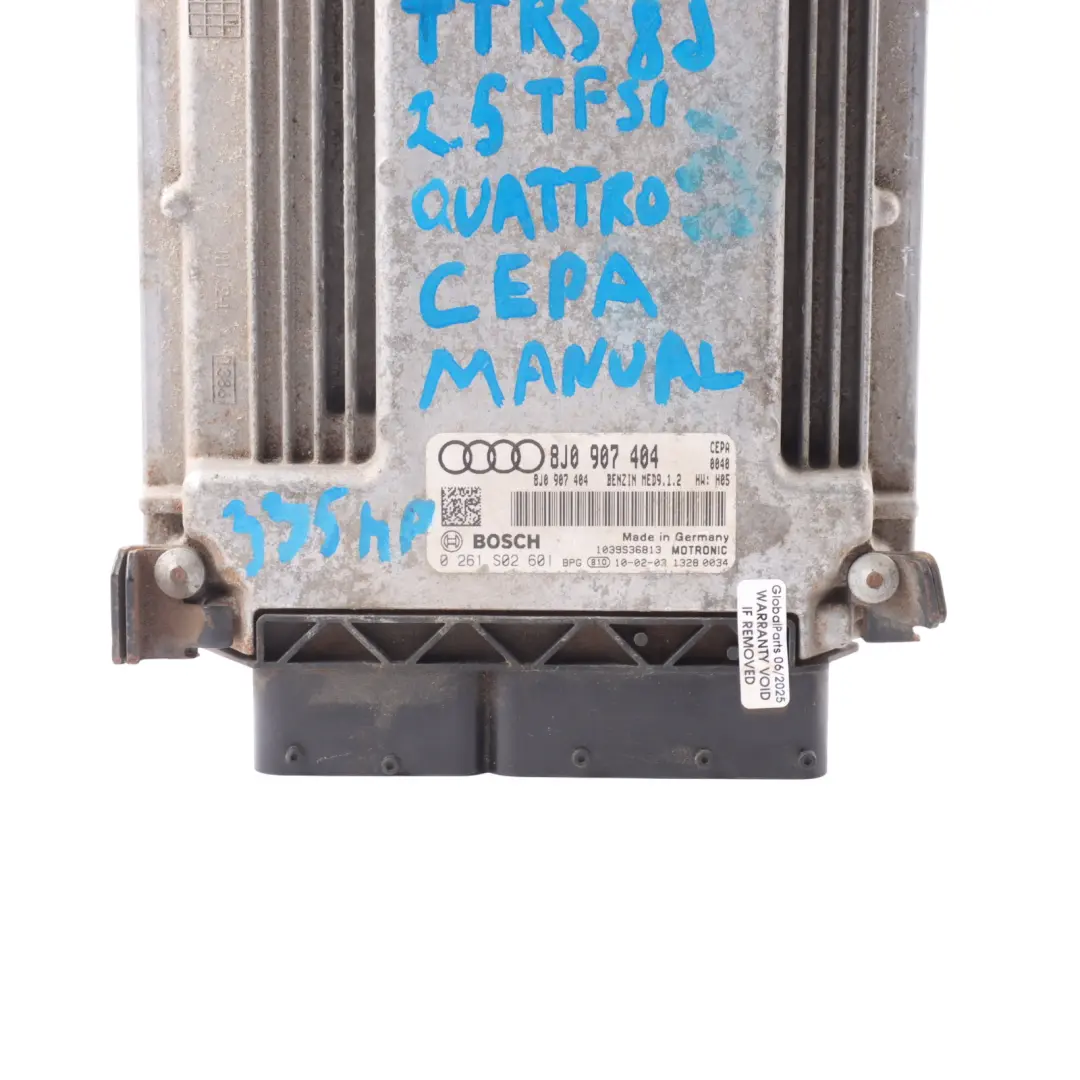 Audi TTRS 8J 2.5 TFSI CEPA Quattro 340HP Engine Control ECU Manual - SKU 8J0907404 - Part number 8J0907404