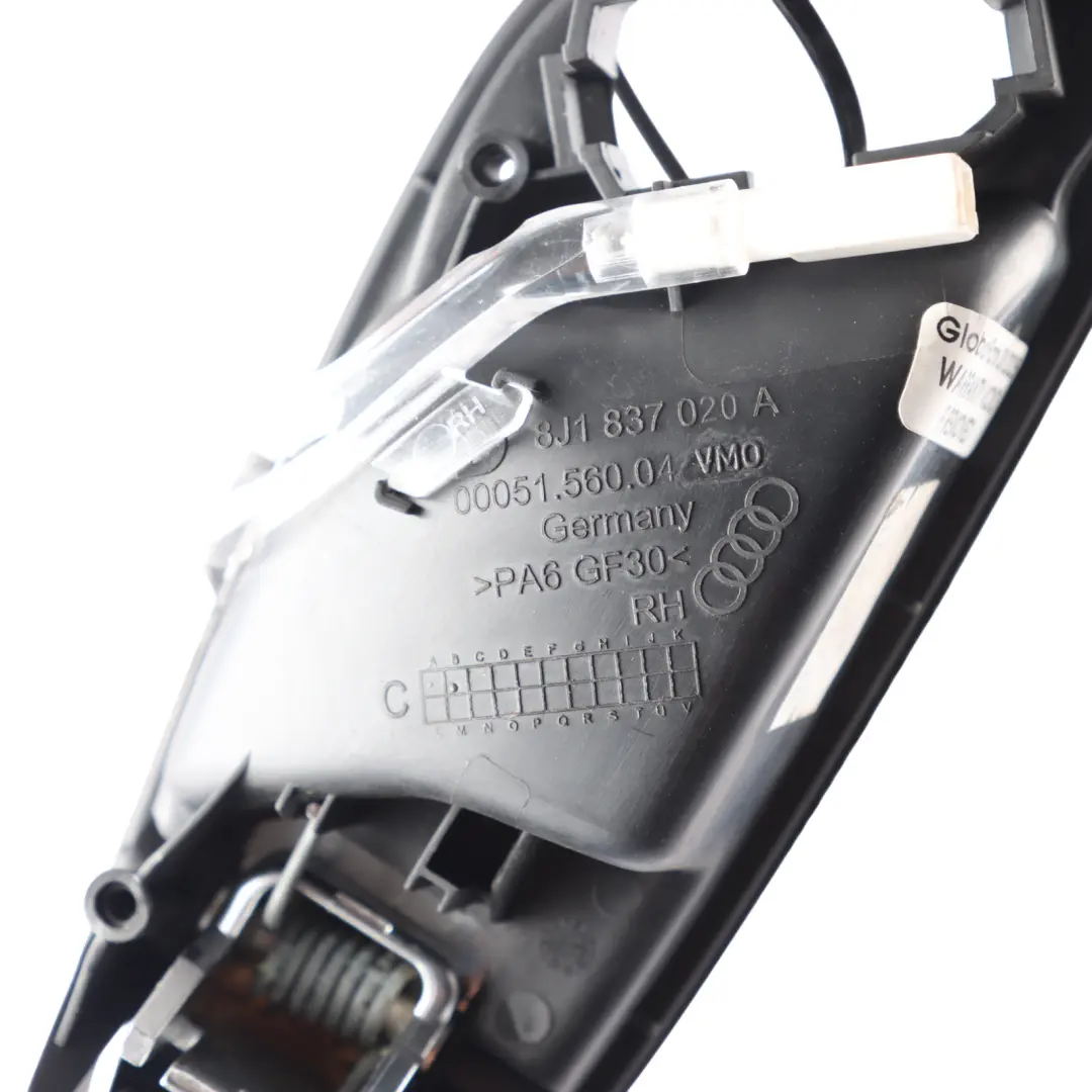 Front Right O/S Interior Door Handle Grab Silver to Audi TT 8J with Part number 8J1837020A Audi TT 8J Front Right O/S Interior Door Handle Grab Silver - SKU 8J1837020A - Part number 8J1837020A