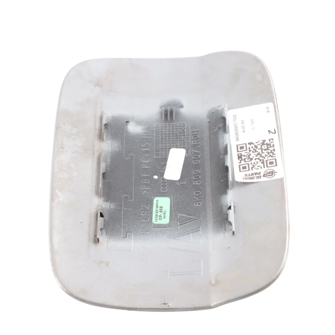 Audi A4 B8 Fuel Filler Flap Tank Cap Cover Tornado Grey Metallic - X7P - SKU 8K0809907-TOG - Part number 8K0809907