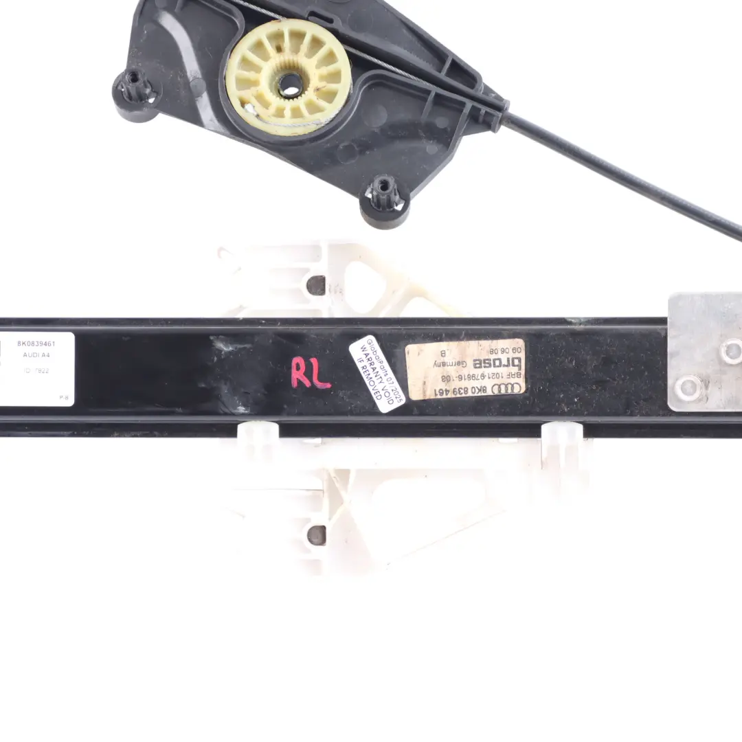 Audi A4 B8 Window Lifter Rear Door Left N/S Regulator Mechanism - SKU 8K0839461 - Part number 8K0839461