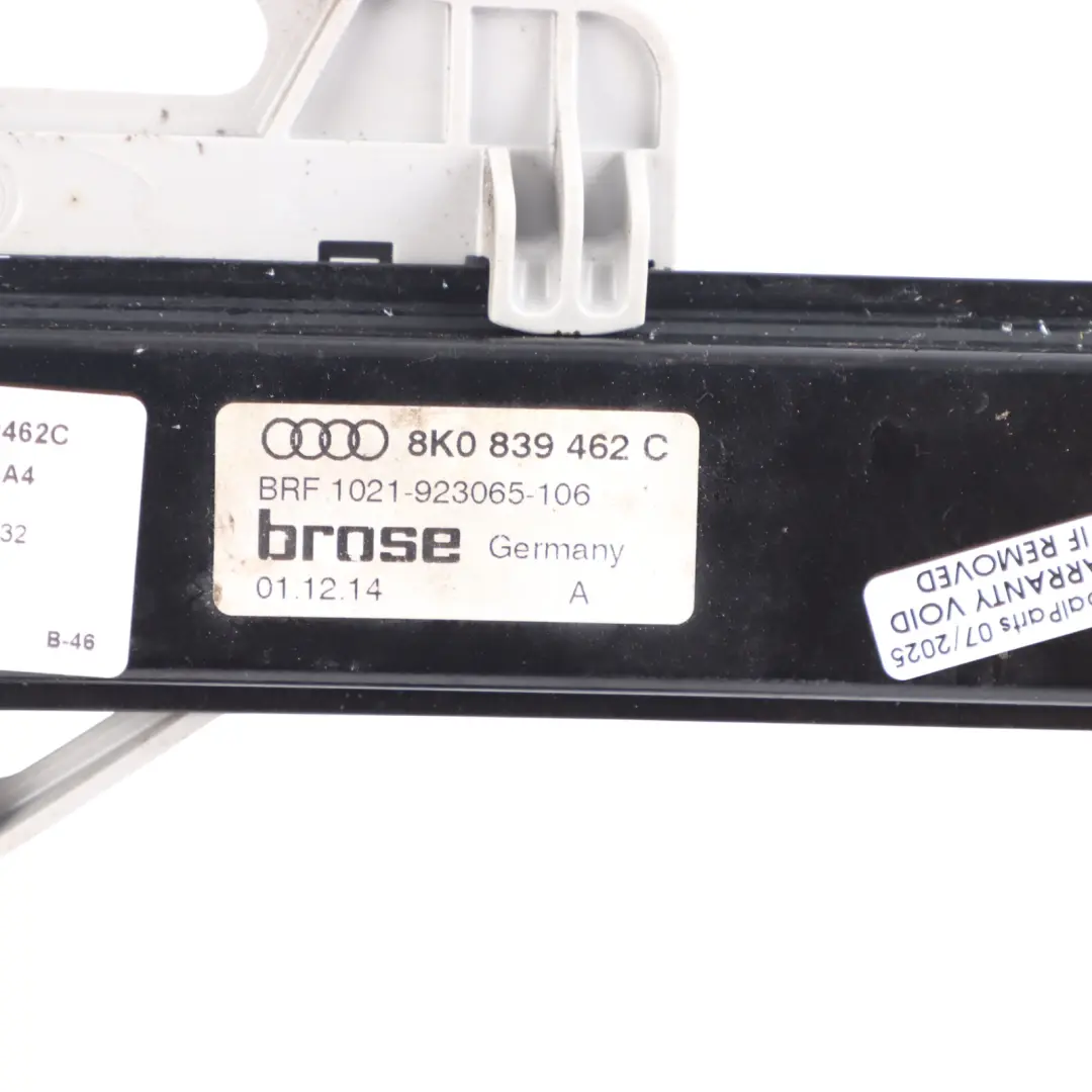 Audi A4 B8 Window Lifter Rear Door Right O/S Regulator Mechanism - SKU 8K0839462C - Part number 8K0839462C