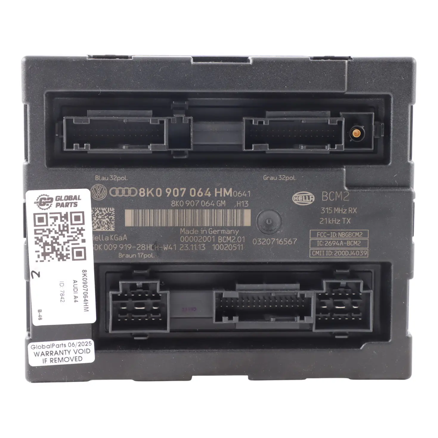 Audi A4 B8 Rear Comfort Convenience Module Control Unit ECU 8K0907064HM