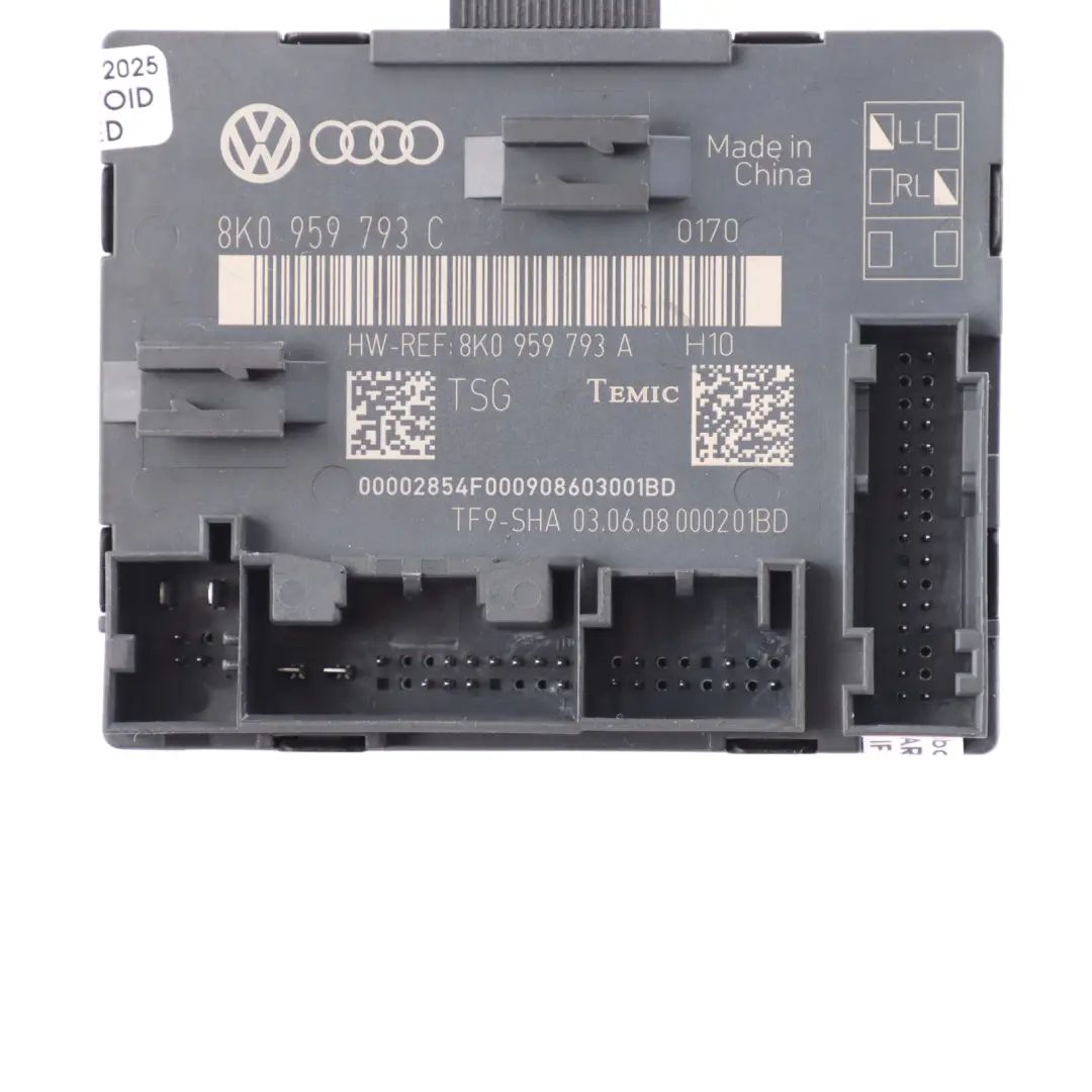 Türmodul Steuergerät ECU Vorne Fahrerseite für Audi A4 B8 mit Teilenummer 8K0959793C Audi A4 B8 Türmodul Steuergerät ECU Vorne Fahrerseite - SKU 8K0959793C - Teilenummer 8K0959793C