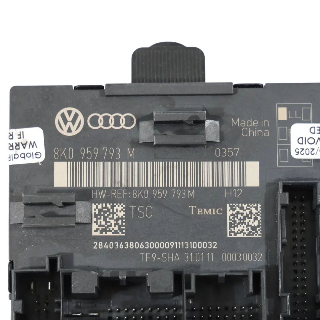 Module De Commande De Porte Avant Côté Conducteur pour Audi Q5 8R à propos du numéro de pièce 8K0959793M Audi Q5 8R Module De Commande De Porte Avant Côté Conducteur - SKU 8K0959793M - Numéro de pièce 8K0959793M