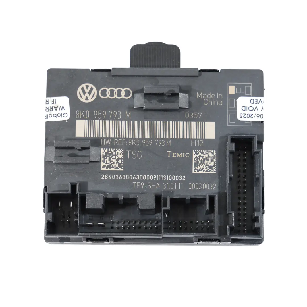 Module De Commande De Porte Avant Côté Conducteur pour Audi Q5 8R à propos du numéro de pièce 8K0959793M Audi Q5 8R Module De Commande De Porte Avant Côté Conducteur - SKU 8K0959793M - Numéro de pièce 8K0959793M
