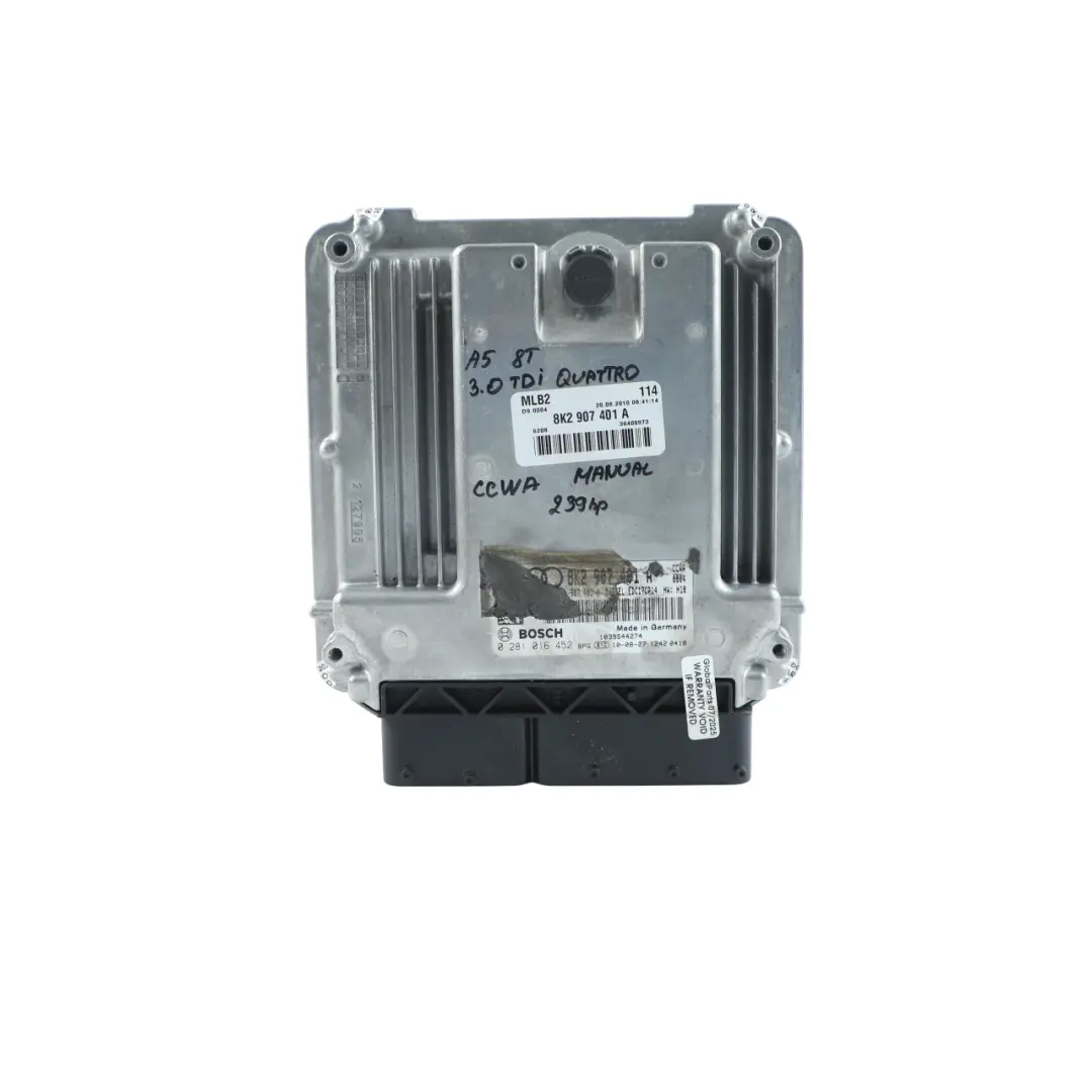Audi A5 8T 3.0 TDI CCWA Quattro 239HP Engine ECU Kit 2 Keys Manual - SKU 8K2907401A-1 - Part number 8K2907401A