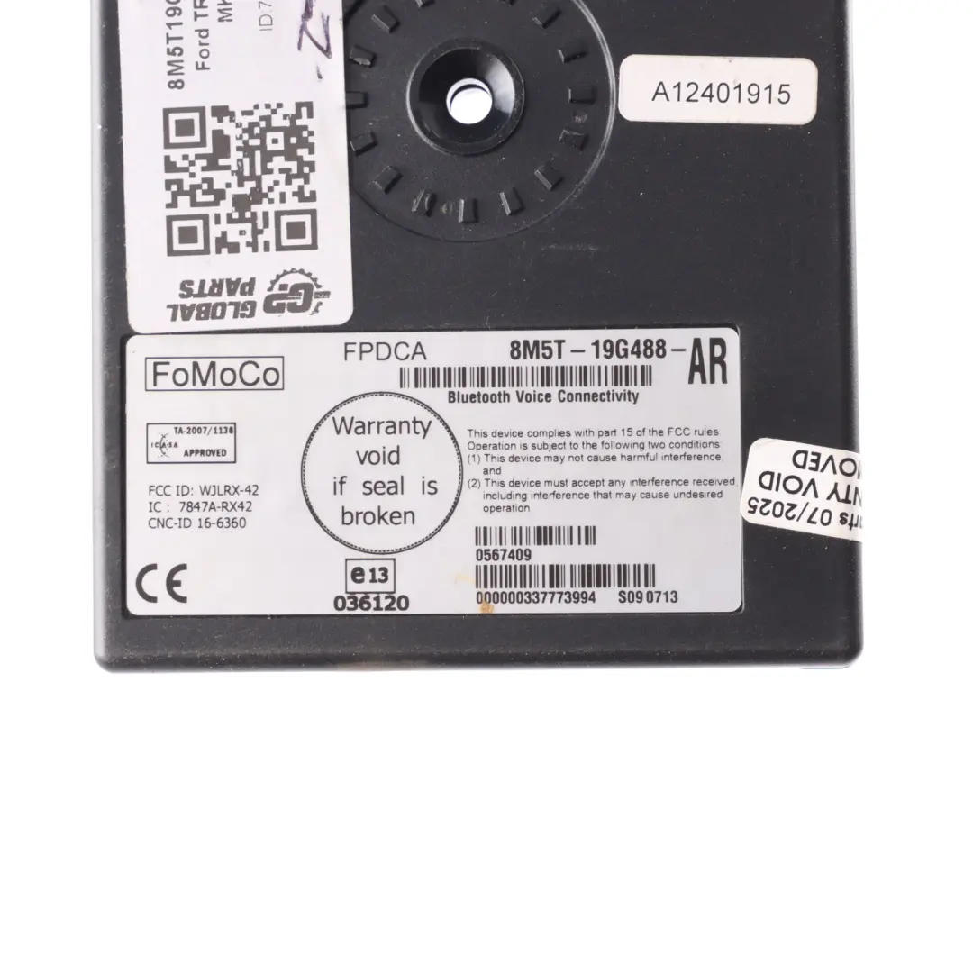 Bluetooth Voice Module Unit Control ECU to Ford Transit Mk7 with Part number 8M5T19G488AR Ford Transit Mk7 Bluetooth Voice Module Unit Control ECU - SKU 8M5T19G488AR - Part number 8M5T19G488AR
