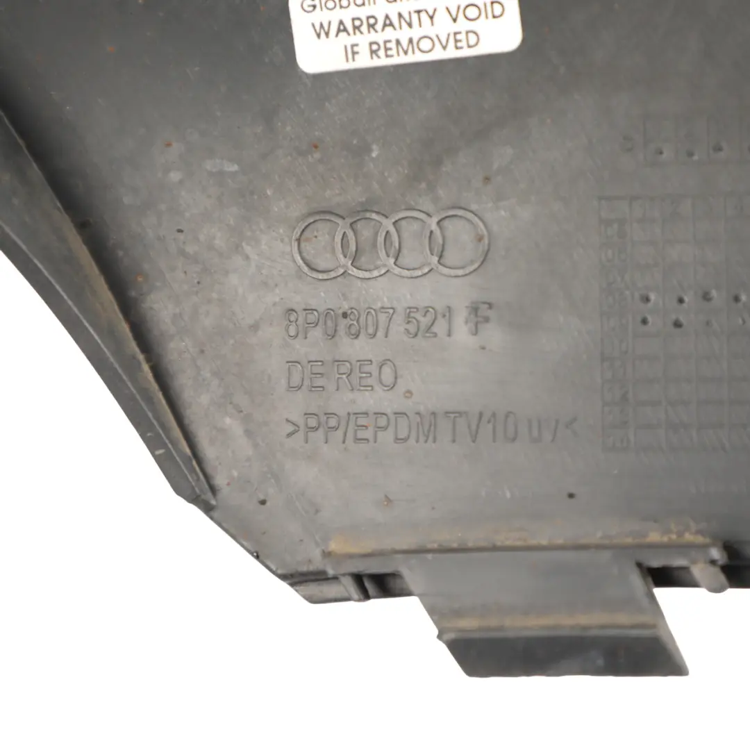 Bumper Diffuser Lower Centre Trim Cover Panel to Audi A3 8P Rear with Part number 8P0807521F Audi A3 8P Rear Bumper Diffuser Lower Centre Trim Cover Panel - SKU 8P0807521F - Part number 8P0807521F