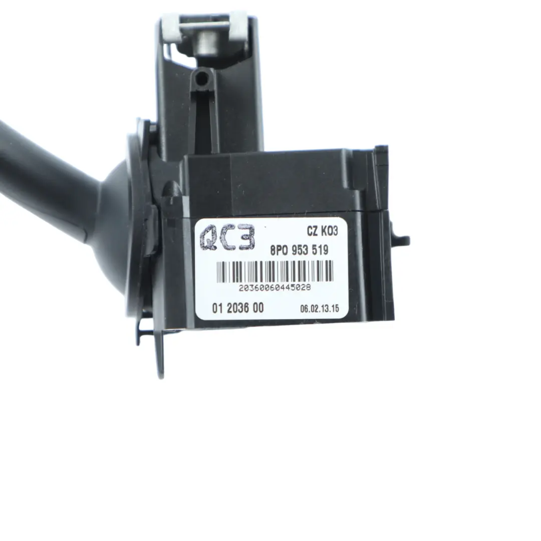 Steering Column Windscreen Wiper Stalk Switch to Audi A3 8P with Part number 8P0953519 Audi A3 8P Steering Column Windscreen Wiper Stalk Switch - SKU 8P0953519 - Part number 8P0953519