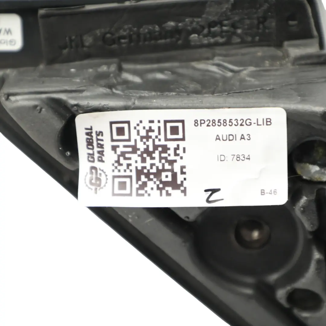 Wing Mirror Door Right O/S Liquid Blue Metallic - Y5J B to Audi A3 8P with Part number 8P2858532G Audi A3 8P Wing Mirror Door Right O/S Liquid Blue Metallic - Y5J B - SKU 8P2858532G-LIB - Part number 8P2858532G