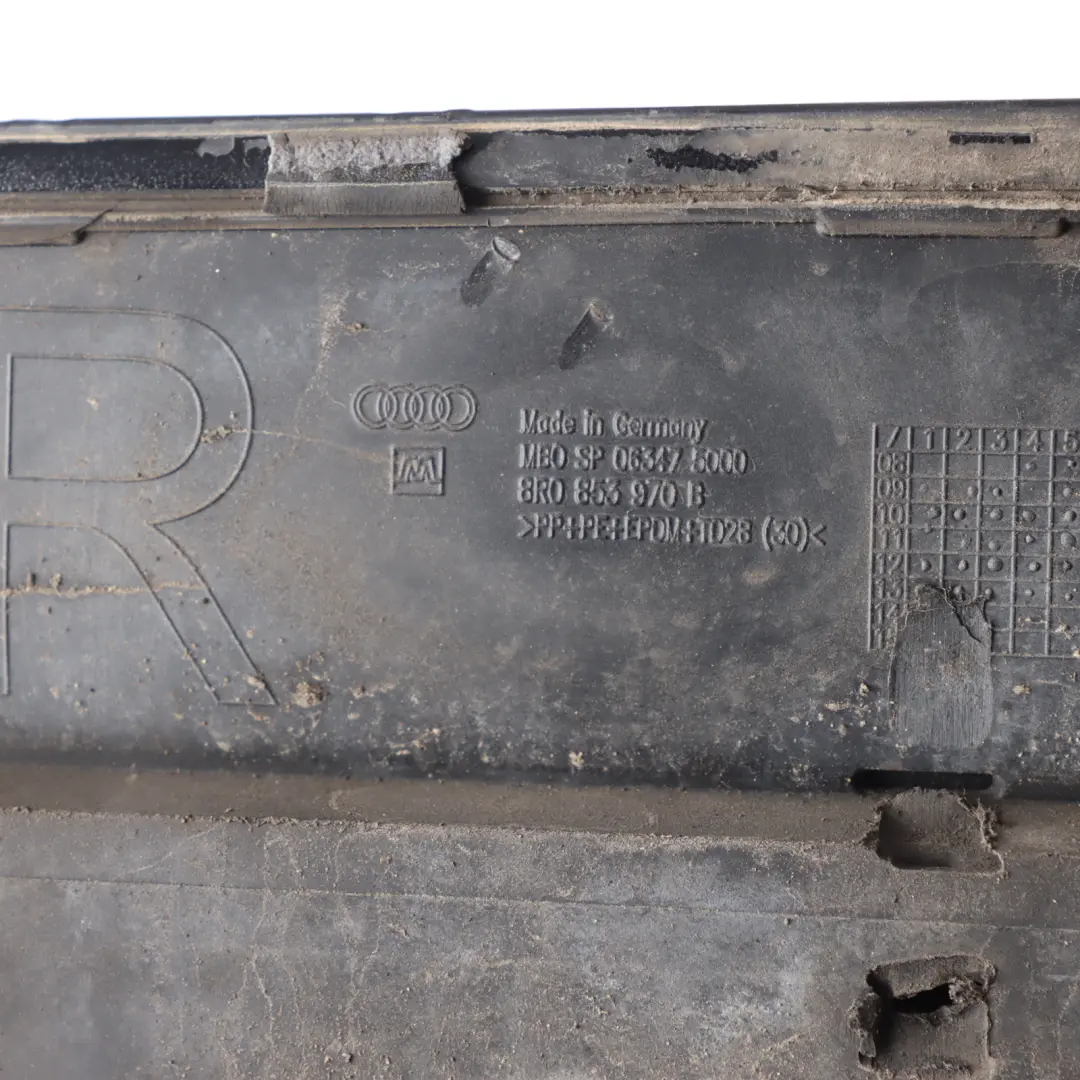 Door Trim Lower Strip Cover Right O/S Phantom Black - Z9Y to Audi Q5 8R Rear with Part number 8R0853970B Audi Q5 8R Rear Door Trim Lower Strip Cover Right O/S Phantom Black - Z9Y - SKU 8R0853970B-PHB - Part number 8R0853970B