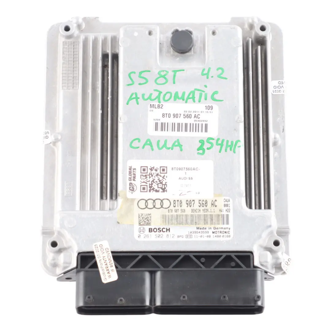 CAUA Quattro 354HP Engine Control ECU Automatic to Audi S5 8T 4.2 FSI with Part number 8T0907560AC Audi S5 8T 4.2 FSI CAUA Quattro 354HP Engine Control ECU Automatic - SKU 8T0907560AC-1 - Part number 8T0907560AC
