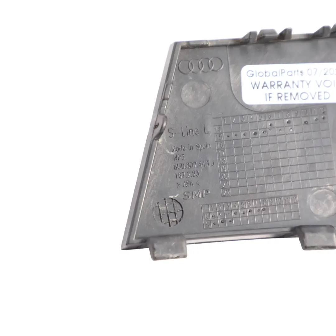 Bumper Towing Eye Hook Cover Cap Rear Left N/S to Audi Q3 8U with Part number 8U0807441J Audi Q3 8U Bumper Towing Eye Hook Cover Cap Rear Left N/S - SKU 8U0807441J - Part number 8U0807441J