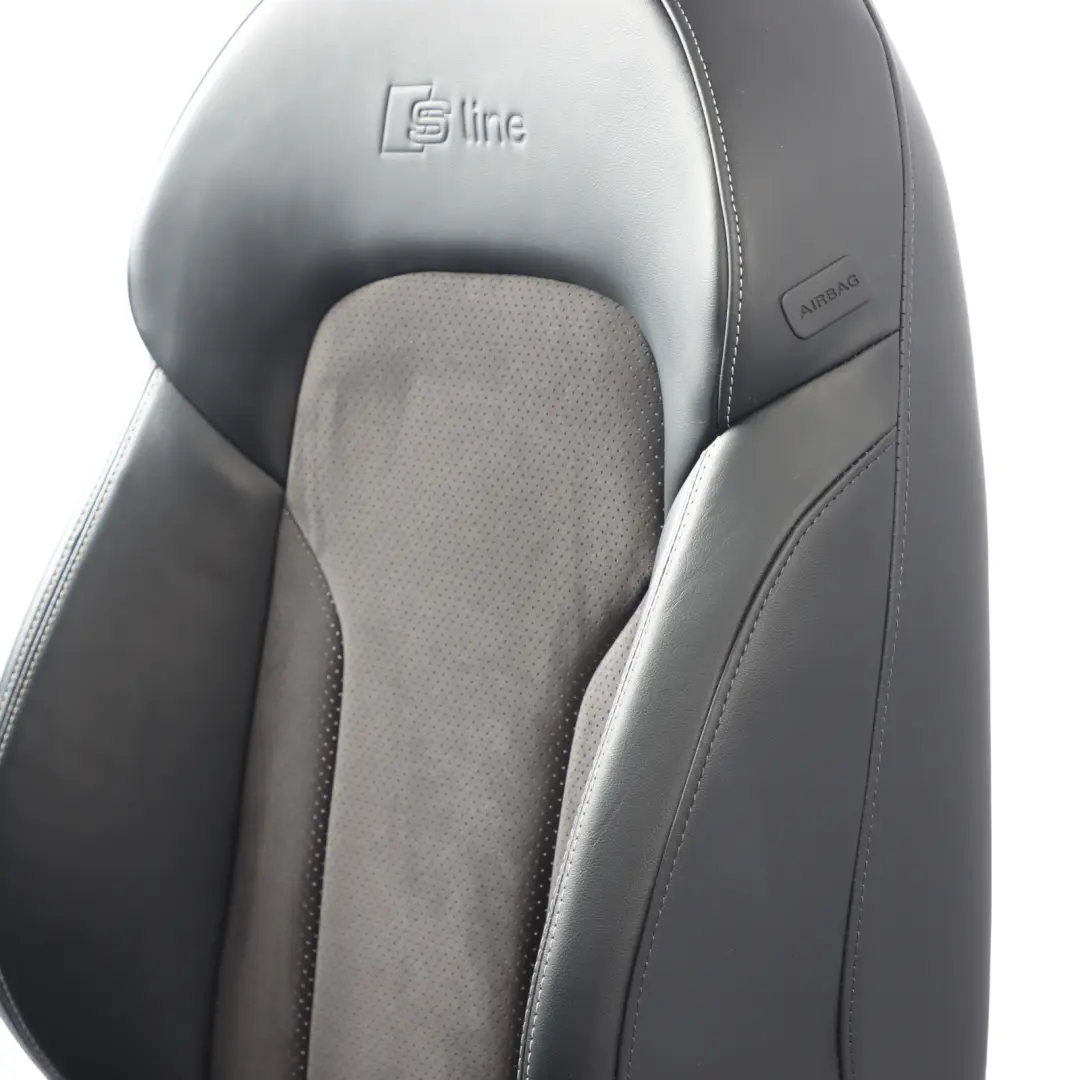 Front Left N/S S-Line Interior Half Leather Black Silver to Audi Q3 8U Sport Seat with Part number 8U0881805AL Audi Q3 8U Sport Seat Front Left N/S S-Line Interior Half Leather Black Silver - SKU 8U0881805AL-1 - Part number 8U0881805AL
