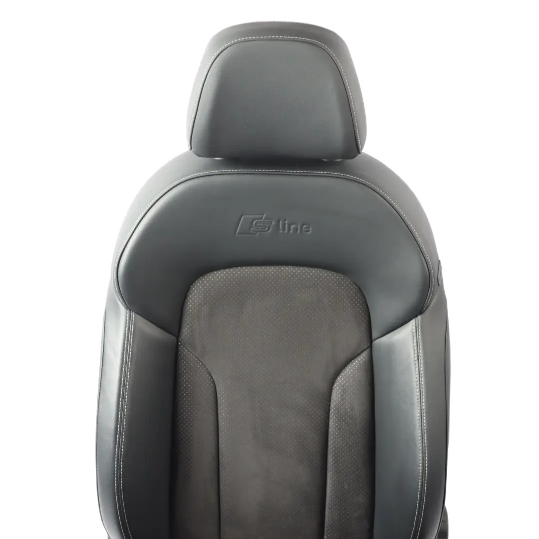 Audi Q3 8U Siège Sport avant gauche S-Line Intérieur Demi-cuir Noir Argent - SKU 8U0881805AL-1 - Numéro de pièce 8U0881805AL
