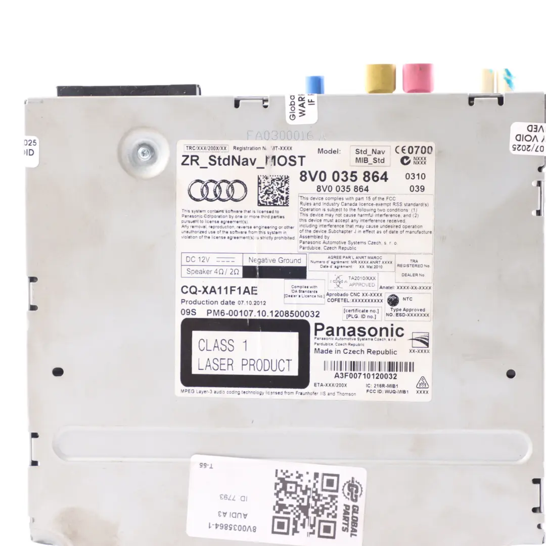 Audi A3 8V Multimedia CD Player Head Unit Audio Player Panasonic - SKU 8V0035864-1 - Part number 8V0035864