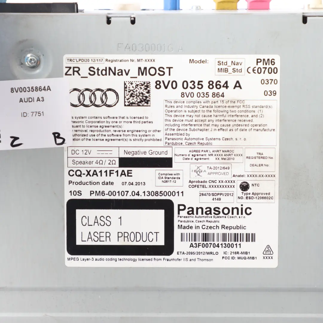 SAT NAV DAB Stereo Head Unit MMI Multimedia Control Unit to Audi A3 8V with Part number 8V0035864A Audi A3 8V SAT NAV DAB Stereo Head Unit MMI Multimedia Control Unit - SKU 8V0035864A - Part number 8V0035864A