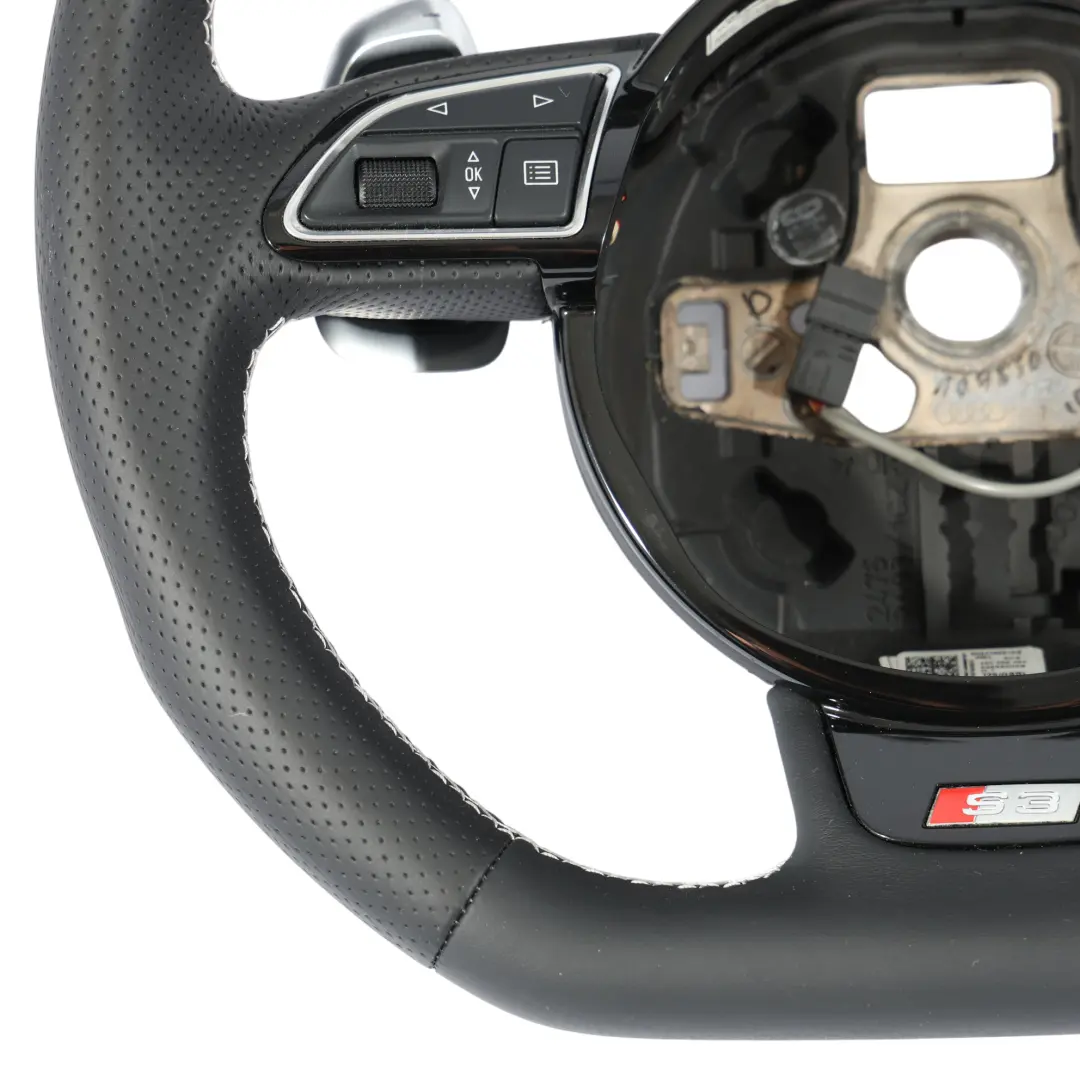 Audi S3 8V Kierownica NOWA Czarna Skóra Ścięta Łopatki - SKU 8V0419091AB-1 - Numer Części 8V0419091AB