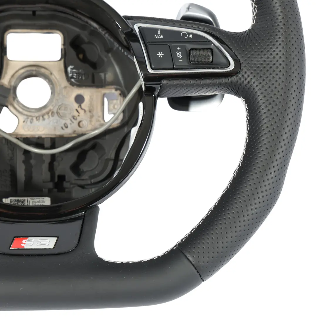 Audi S3 8V Kierownica NOWA Czarna Skóra Ścięta Łopatki - SKU 8V0419091AB-1 - Numer Części 8V0419091AB