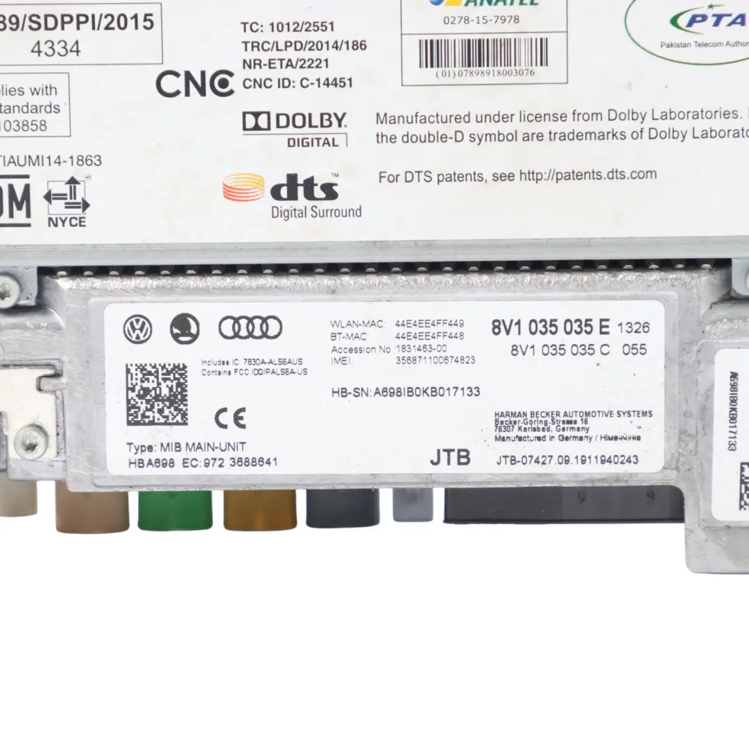 MMI Head Unit Audi A3 RS3 8V Multimedia Navigation Control Module to with Part number 8V1035035E MMI Head Unit Audi A3 RS3 8V Multimedia Navigation Control Module - SKU 8V1035035E - Part number 8V1035035E