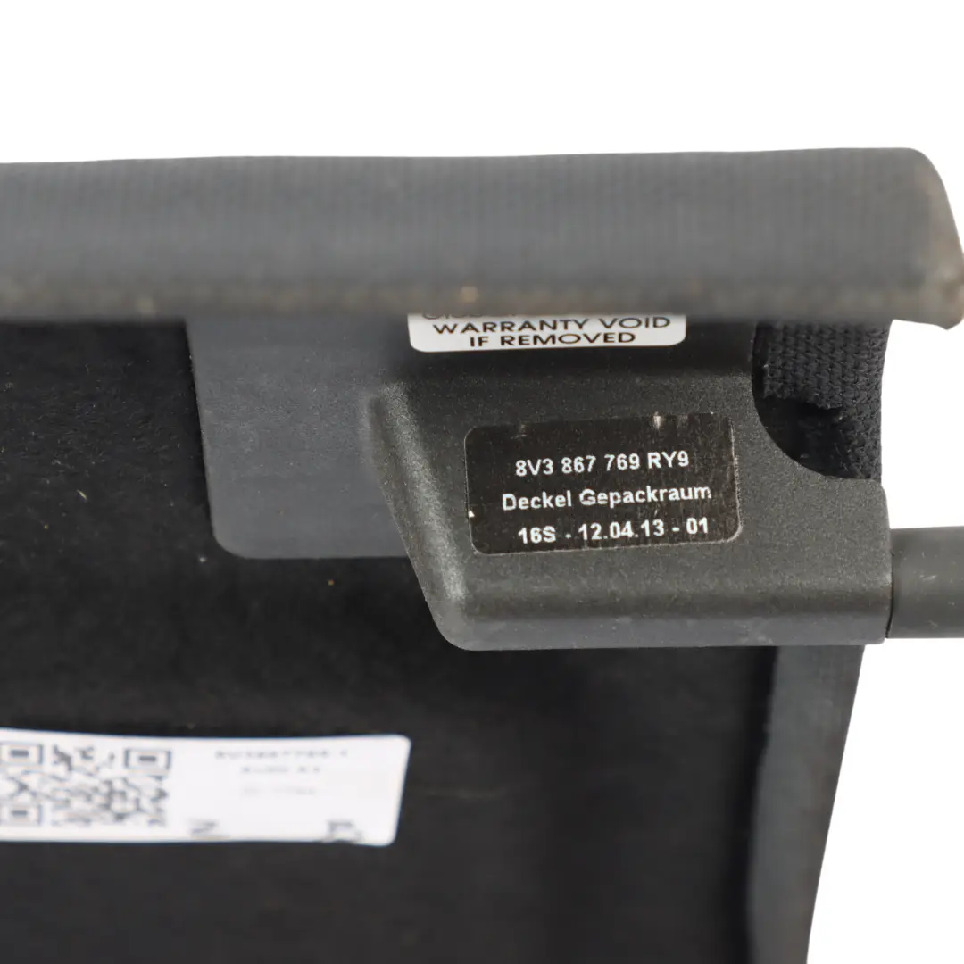 Window Parcel Trunk Shelf Load Trim Panel Cover to Audi A3 8V Rear with Part number 8V3867769 Audi A3 8V Rear Window Parcel Trunk Shelf Load Trim Panel Cover - SKU 8V3867769-1 - Part number 8V3867769